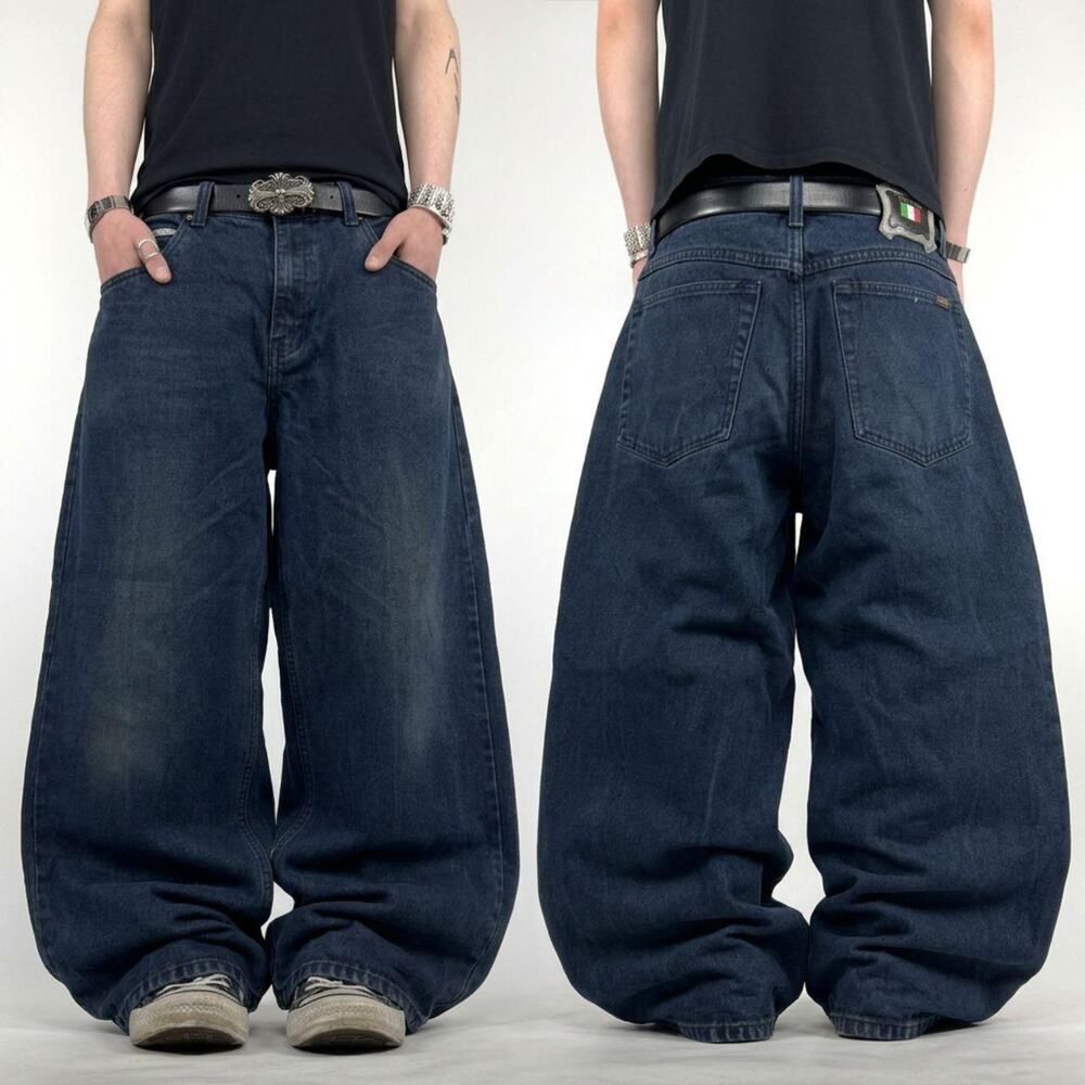 Vintage y2k dark wash grunge archive baggy wide leg paco skater jeans